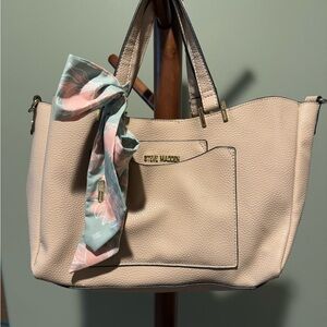 Steve Madden Beige Tote with Floral Scarf